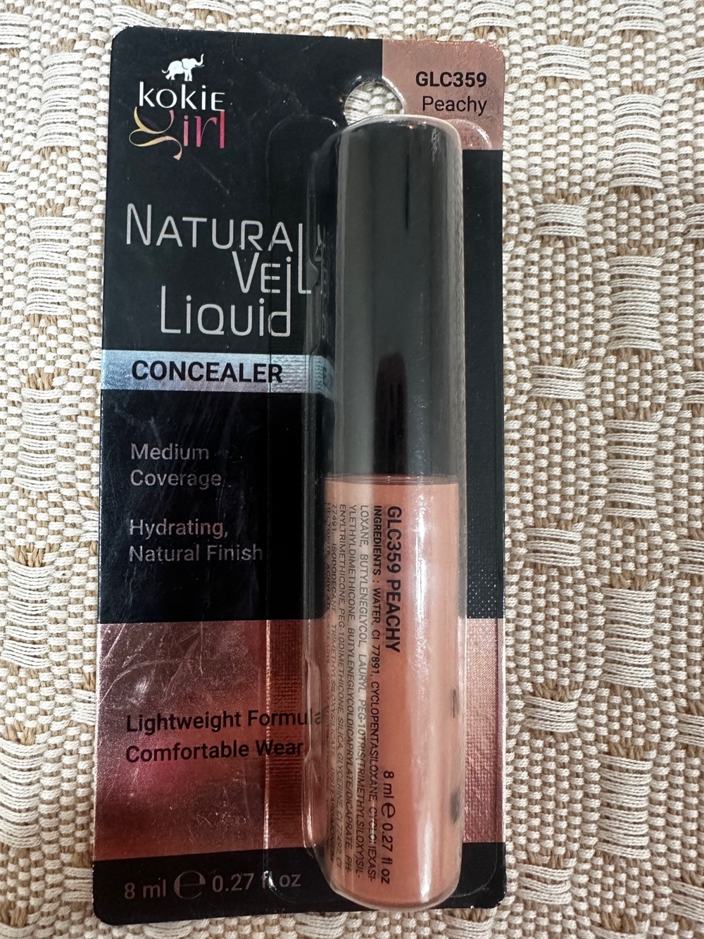 NWT Kokie Girl Natural Veil Liquid Concealer Peachy Medium Coverage Hydrating.